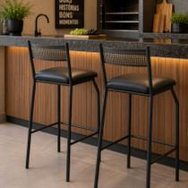 Kit 1/2 Banquetas Altas Estilo Industrial Reforçadas em Aço Assento Confortável Para Bancada Balcão Kit 1/2 Banquetas Altas Estilo Industrial Reforçadas em Aço Assento Confortável Para Bancada Balcão