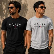 Kit 1, 2 Ou 3 Camisetas Paris 100% Algodão Premium Unissex Costura Reforçada Ombro A Ombro Blusa Kit 1, 2 Ou 3 Camisetas Paris 100% Algodão Premium Unissex Costura Reforçada Ombro A Ombro Blusa