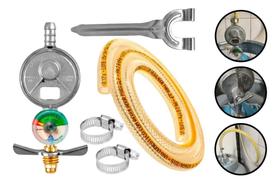 Kit 1.25m Mangueira Gás + Registro Aliança Manômetro Cozinha