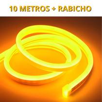 KIT 1 a 10 Metros Mangueira Fita LED Neon Flex Ambar + Rabicho