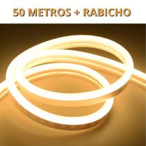 KIT 1 a 10 Metros Mangueira Fita LED Neon Flex Branco Quente 3000K + Rabicho KIT 1 a 10 Metros Mangueira Fita LED Neon Flex Branco Quente 3000K + Rabicho