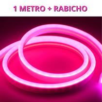 KIT 1 a 10 Metros Mangueira Fita LED Neon Flex Rosa + Rabicho