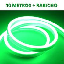 KIT 1 a 10 Metros Mangueira Fita LED Neon Flex Verde + Rabicho