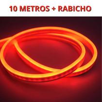 KIT 1 a 10 Metros Mangueira Fita LED Neon Flex Vermelho + Rabicho