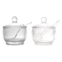 Kit 1 Açucareiro & 1 Meleira De Cristal Com Pegador Pearl 11cm - Wolff