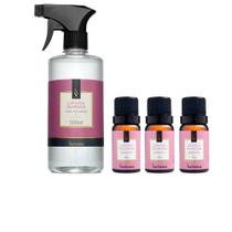 Kit 1 Água Perfumada Spray 500 ml E 3 Essências De Lavanda Francesa Via Aroma Original