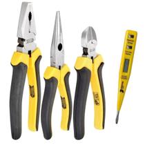 Kit 1 Alicate Universal 8 Pol com 1 de Corte 6 Pol com 1 de Bico 6 Pol e 1 Chave Volt Corrente Fertak