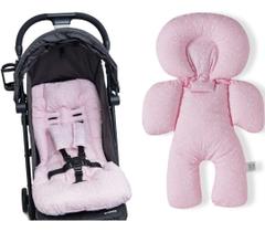 Kit 1 almofada para carrinho 1 bebê conforto - coração rosa
