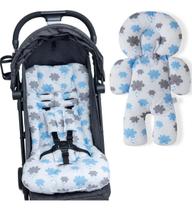 Kit 1 almofada para carrinho 1 bebê conforto - nuvens azul joli