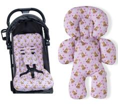 Kit 1 almofada para carrinho 1 bebê conforto - ursa rosa - CLICK TUDO