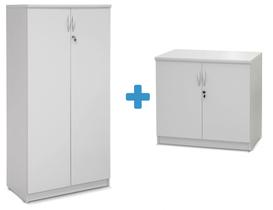 Kit 1 Armario Alto e 1 Armario Baixo Branco Sc 1844/sc 1840 Kit 1 Armario Alto e 1 Armario Baixo Branco Sc 1844/sc 1840