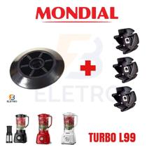 Kit 1 Arraste Motor e 3 Arrastes do Copo Liquidificador Mondial L-99 Turbo Power