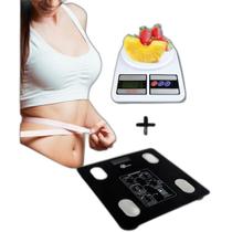 Kit 1 Balança Bioimpedancia App + Balança De Cozinha 10Kg