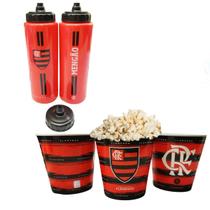Kit 1 Balde Pipoca Grande 2,5L Time Flamengo + 1 Squeeze