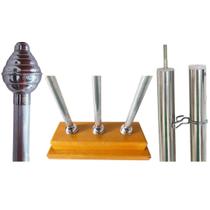 Kit -1 Base de Três Furo + 3 Mastro + 3 Ponteira 02 + 3 Canopla 02