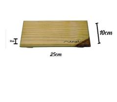 kit 1 base decorativa + 3 cachepot madeira cacto/suculenta