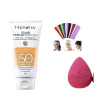 Kit 1 Base Renew Media Clara 40g +1 Esponja +1 Faixa Cor Sortida Cor Média Clara