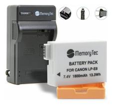 Kit 1 Bateria LP-E8 MemoryTec + Carregador compatível com Canon SL1 / T2i / T3i / T4i / T5i / X4 / X5 / X6 / X7i
