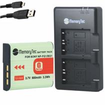 Kit 1 Bateria NP-BG1/FG1 MemoryTec + Carregador Duplo Compatível com Sony H3 H7 H9 H10 H20 H50 H55 H70 H90 HX5 HX7 HX9