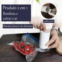 Kit 1 Bomba Elétrica para Sucção de Ar e 3 Saco à Vácuo Armazenamento Alimento Roupa