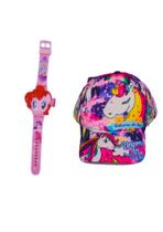 Kit 1 Bone My Little Pony Rosa + 1 Relógio Projetor