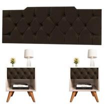 Kit 1 Cabeceira 1.60Cm Queen 2 Mesa Cabeceira Glamur Vitoria