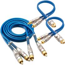 Kit 1 Cabo RCA 1 Metro + 2 Y Macho Dupla Blindagem 5mm Som Azul Kit 1 Cabo RCA 1 Metro + 2 Y Macho Dupla Blindagem 5mm Som Azul