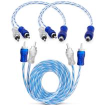 Kit 1 Cabo RCA 1 Metro + 2Y Dupla Blindagem Injetado 4mm Som Azul Kit 1 Cabo RCA 1 Metro + 2Y Dupla Blindagem Injetado 4mm Som Azul