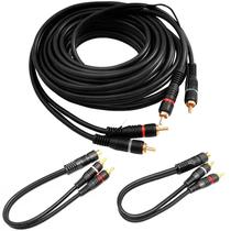Kit 1 Cabo Rca 5 Metros + 2 Cabos Y (1 Fêmea x 2 Machos)