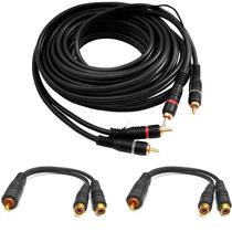 Kit 1 Cabo Rca 5 Metros + 2 Cabos Y (1 Macho x 2 Fêmeas)