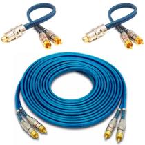 Kit 1 Cabo Rca 5 Metros Blindado + 2 Y Macho Azul Tech One