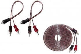Kit 1 Cabo Rca 5m + 2 Cabos Y 2 Macho 1 F Injetado Blindado