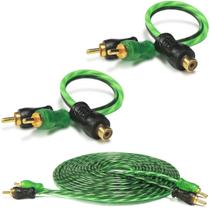 Kit 1 Cabo RCA 5m + 2Y Serie 200 PRO Injetado Verde 4mm Som