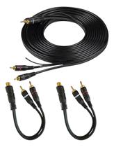 Kit 1 cabo rca 5mm 2 cabo y rca preto 1f 2m permak ouro para som automotivo