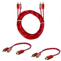 Kit 1 Cabo Rca Dupla Blindagem Injetado 5mts + 2 Rca Y 2m1f Kit 1 Cabo Rca Dupla Blindagem Injetado 5mts + 2 Rca Y 2m1f