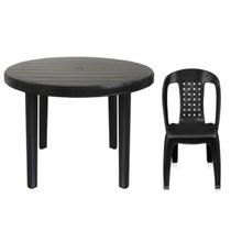 Kit 1 Cadeira Poltrona E Mesa Redonda Preta Desmontável