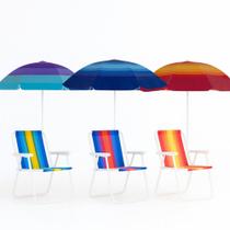 Kit 1 Cadeira Praia e 1 Guarda Sol Fashion Cores Sortidas MO Kit 1 Cadeira Praia e 1 Guarda Sol Fashion Cores Sortidas MO