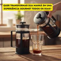 Kit 1 Cafeteira Prensa Francesa Cremeira com 3 Copos Premium Utensílios Doméstico Casa Cozinha Moderna Vidro Conjunto 350ml