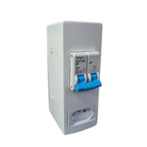 Kit 1 caixa sobrepor para 1-2 disjuntor com tomada 2p+t, 20a/250v, reue, cor: branco + disjuntor bi 16a