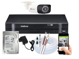 Kit 1 Câmera de Segurança HD Protec, DVR 4 Canais Intelbras MHDX 1104 com HD 500GB