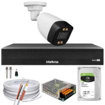 Kit 1 Câmera Segurança Imagem Colorida a Noite 1080p Full Hd 2.8mm Dvr Intelbras 1tb