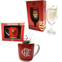 Kit 1 Caneca Porcelana Vermelha 300Ml + 1 Taça Windsor 330Ml