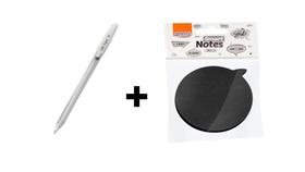 Kit 1 Caneta Gel Branca Trigel 0.8mm - CIS + 1 Bloco Adesivo Preto Balão 70x70mm - BRW