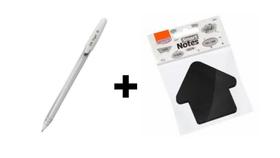 kit 1 Caneta Gel Branca Trigel 0.8mm CIS + 1 Bloco Adesivo Seta Preto 50 fls 70x70mm - BRW