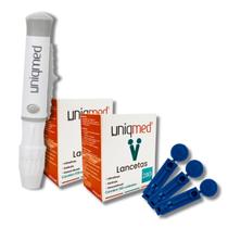 Kit 1 Caneta Lancetadora + 200 Lancetas Uniqmed