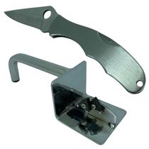 Kit 1 canivete 888c prata escovado em inox + afiador em inox sistema de vídia prata