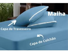 Kit 1 Capa Colchão Casal BOX 30 Cm Altura Com 2 Capas De Travesseiros Malha 100% Algodão