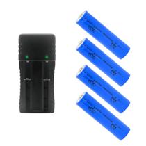 Kit 1 Carregador De Bateria Duplo 2 Slot 14500 Mais 4 Baterias De Grande Durabilidade 26650, 18650, 14500