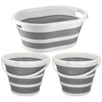 Kit 1 Cesto 26L + 2 Baldes 10L Retrátil de Silicone