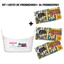 Kit 1 Cesto de Prendedores + 36 Prendedores de Madeira - Sanremo